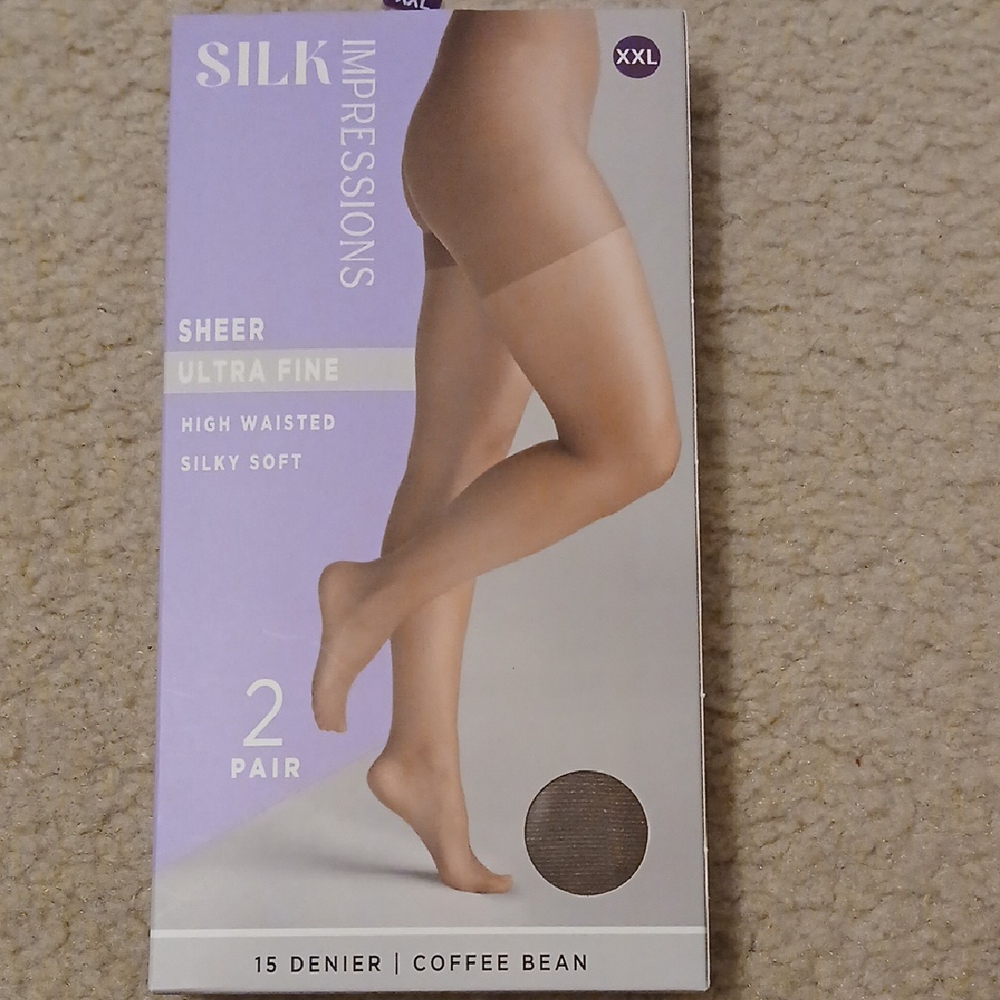 Silk Impressions Sheer Ultra Fine, 15 Denier  Coffee Bean XXL